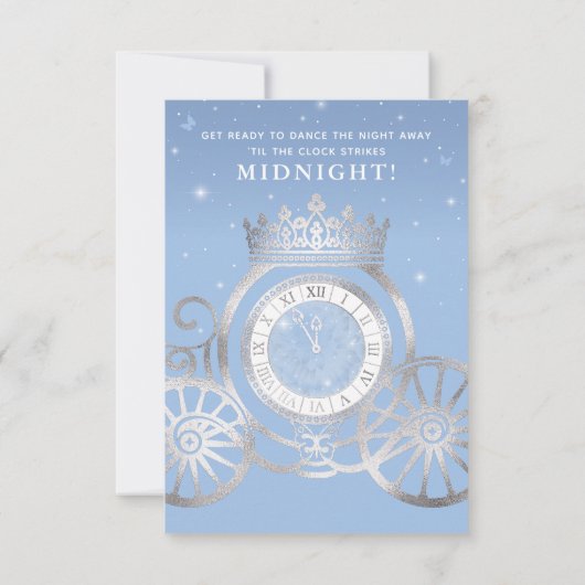 Baby Blau Zilveren Schoen Assepoester Sweet 16 Ver Save The Date (Achterkant)