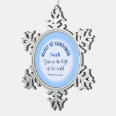 Baby Blauw 1e Kerstmis Christelijke Bijbel Verse N Tin Sneeuwvlok Ornament (Rechts)