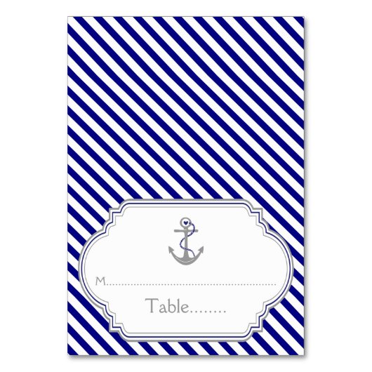 Baby blauw anker nautische bruiloft escort kaart (Voorkant)