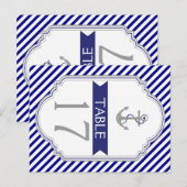 Baby blauw anker nautische bruiloft tafel nummer briefkaart (Voorkant / Achterkant)