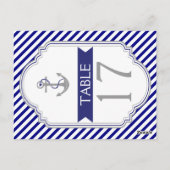 Baby blauw anker nautische bruiloft tafel nummer briefkaart (Achterkant)