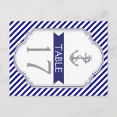 Baby blauw anker nautische bruiloft tafel nummer briefkaart (Voorkant)