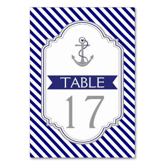 Baby blauw anker nautische bruiloft tafel nummer kaart (Voorkant)