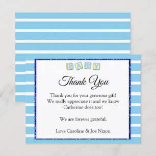 Baby blauw baby shower dank je kaart