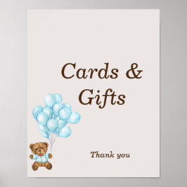 Baby Blauw Beer Baby shower Aangepast teken Poster