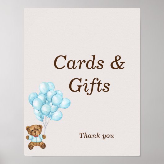 Baby Blauw Beer Baby shower Aangepast teken Poster (Voorkant)