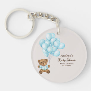 Baby Blauw Beer Baby shower Acryl Sleutelhanger