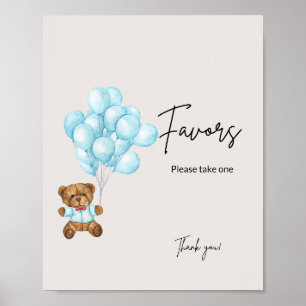 Baby Blauw Beer Baby shower Favorieten Poster