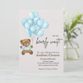 Baby Blauw Beer Baby shower Kaart (Staand voorkant)