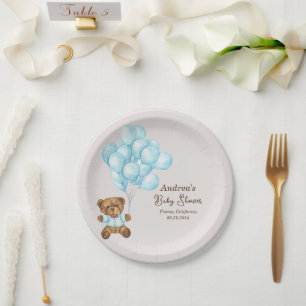 Baby Blauw Beer Baby shower Papier Bord