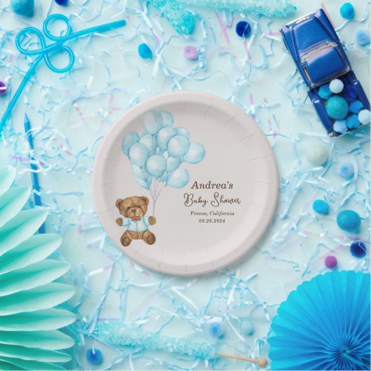 Baby Blauw Beer Baby shower Papier Bord (Feest)