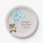 Baby Blauw Beer Baby shower Papier Bord (Voorkant)