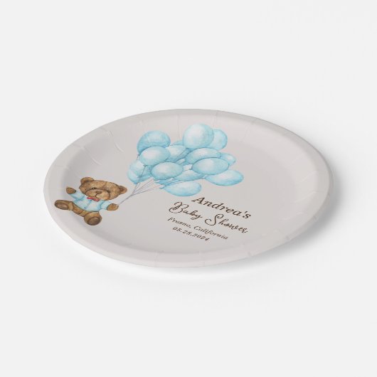 Baby Blauw Beer Baby shower Papier Bord (Gekanteld)