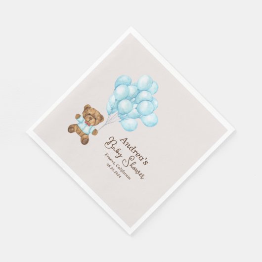 Baby Blauw Beer Baby shower Party Servetten (Hoek)