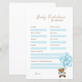 Baby Blauw Beer Baby shower Voorspellingen & Advie (Voorkant / Achterkant)