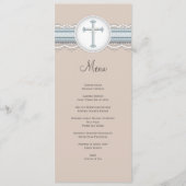 Baby blauw | Beige Cross Religious Celebration Men Menu (Voorkant)