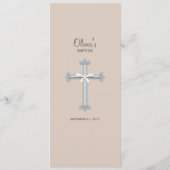 Baby blauw | Beige Cross Religious Celebration Men Menu (Achterkant)