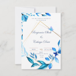 Baby blauw bloemblad en wit eenvoudige bruiloft ui