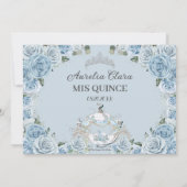 Baby Blauw Bloemen Assepoester Quinceañera Sweet 1 Save The Date (Achterkant)