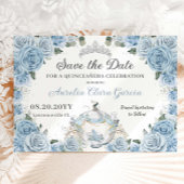 Baby Blauw Bloemen Assepoester Quinceañera Sweet 1 Save The Date