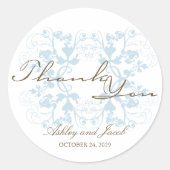 Baby Blauw Bloemen Bloemen Chique Bruiloft Feest F Ronde Sticker (Voorkant)