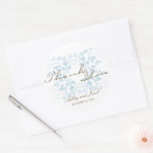 Baby Blauw Bloemen Bloemen Chique Bruiloft Feest F Ronde Sticker (Envelop)