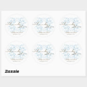 Baby Blauw Bloemen Bloemen Chique Bruiloft Feest F Ronde Sticker (Vel)