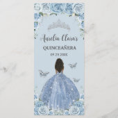 Baby Blauw Bloemen Bruin Prinses Quinceañera Menu (Achterkant)