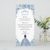 Baby Blauw Bloemen Bruin Prinses Quinceañera Menu (Staand voorkant)