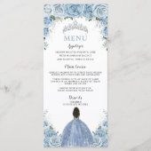 Baby Blauw Bloemen Bruin Prinses Quinceañera Menu (Voorkant)
