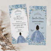 Baby Blauw Bloemen Bruin Prinses Quinceañera Menu