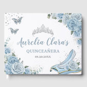 Baby Blauw Bloemen Glazen Slipper Quinceañera XV 1 Gastenboek (Voorkant)