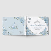 Baby Blauw Bloemen Glazen Slipper Quinceañera XV 1 Gastenboek (Volledig)
