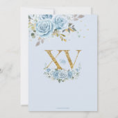 Baby Blauw Bloemen Goud XV Quinceañera Quince 15 Kaart (Achterkant)