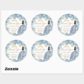 Baby Blauw Bloemen Gouden Vlinders Prinses Jurk Ronde Sticker (Vel)