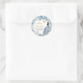 Baby Blauw Bloemen Gouden Vlinders Prinses Jurk Ronde Sticker (Tas)
