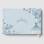 Baby Blauw Bloemen Jurk Zilver Quinceañera Gastenboek (Achterkant)