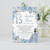 Baby Blauw Bloemen Meisje Gown Quinceañera Gebed K Informatiekaartje (Staand voorkant)