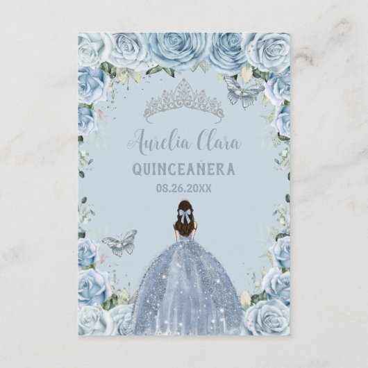 Baby Blauw Bloemen Meisje Gown Quinceañera Gebed K Informatiekaartje (Achterkant)