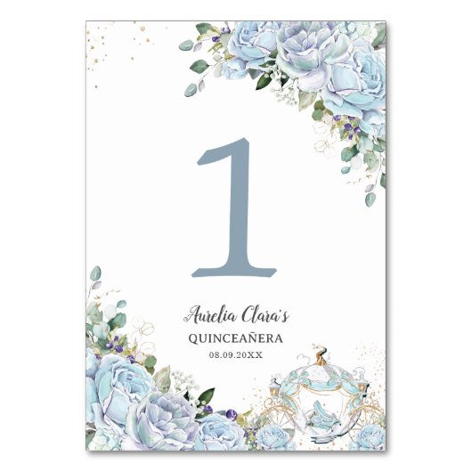 Baby Blauw Bloemen Prinses Carriage Quinceanera 16 Kaart (Achterkant)