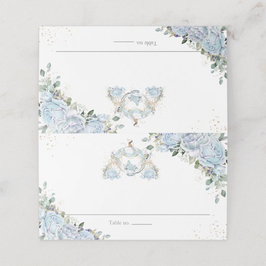 Baby Blauw Bloemen Prinses Carriage Quinceanera 16 Plaatskaartje (Buitenkant ongevouwen)