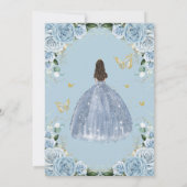 Baby Blauw Bloemen Prinses Jurk Goud Quinceanera Kaart (Achterkant)