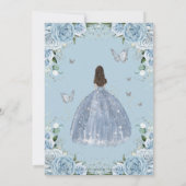 Baby Blauw Bloemen Prinses Jurk Zilver Quinceanera Kaart (Achterkant)