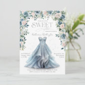 Baby Blauw Bloemen Prinses Jurk Zoet 16 Zestien Kaart (Staand voorkant)