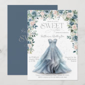 Baby Blauw Bloemen Prinses Jurk Zoet 16 Zestien Kaart (Voorkant / Achterkant)