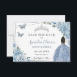Baby Blauw Bloemen Quinceanera Sweet 16 Bruin Meis Save The Date<br><div class="desc">c) De Happy Cat Studio</div>