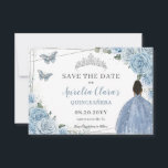 Baby Blauw Bloemen Quinceanera Sweet 16 Bruin Meis Save The Date<br><div class="desc">c) De Happy Cat Studio</div>