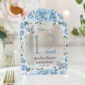 Baby Blauw Bloemen Quinceañera XV 16 Tafelnummer