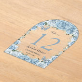 Baby Blauw Bloemen Quinceañera XV 16 Tafelnummer (Laagn)