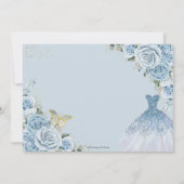 Baby Blauw Bloemen Quinceanera Zoete Zestien Jurk Save The Date (Achterkant)